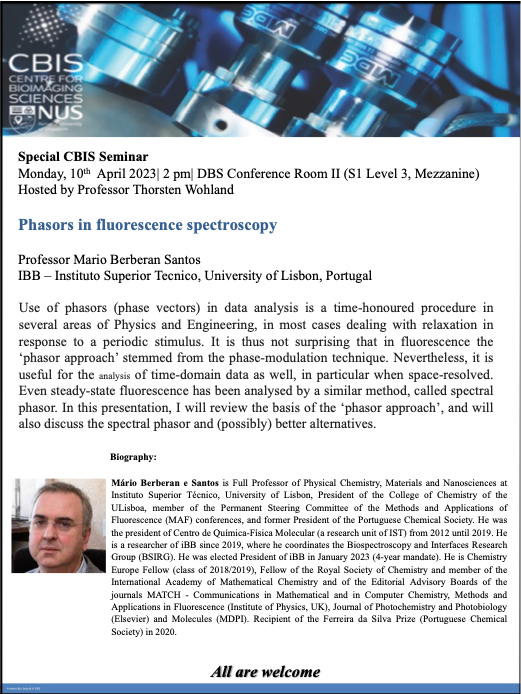 Special CBIS Seminar: Phasors in fluorescence spectroscopy